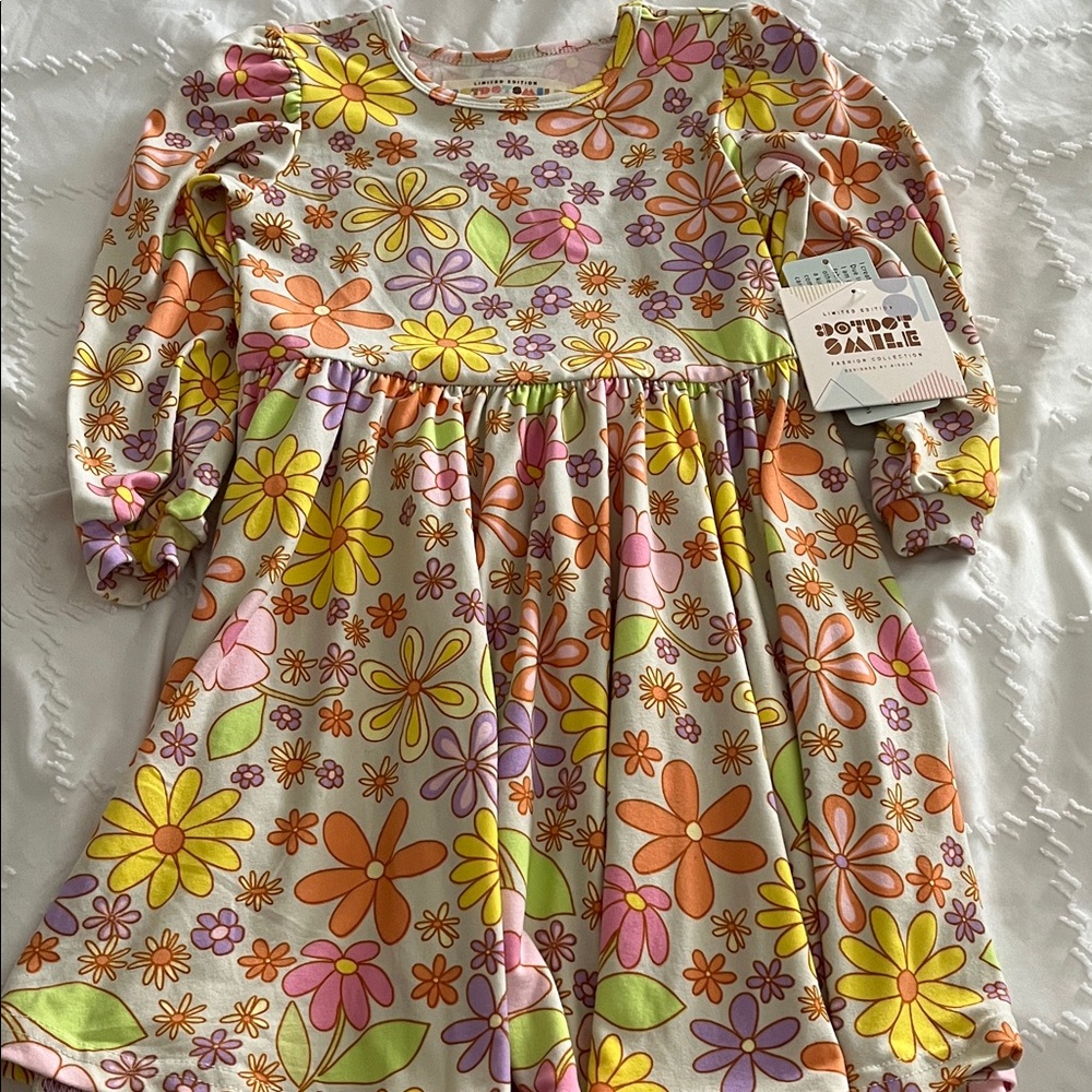 New Floral Kids Dress - Pink, Orange, Yellow